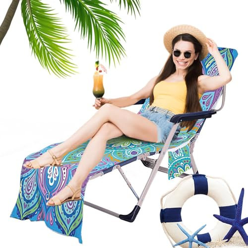 Generisch Fundas para chaise longue, funda para silla de playa, funda grande para chaise longue, sin bolsa de hombro deslizante, fundas para sillones de piscina para jardín, excursiones al aire libre,