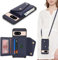 Lipvina Coque pour Google Pixel 8 avec Cordon Porte Carte Coque zippé Portefeuille Femme Telephone Portable Réglable Collier Housse Étui avec Anneau pour Femmes - Bleu