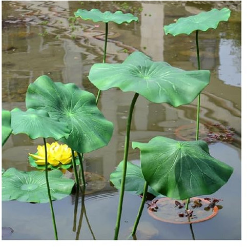Water Lily Piscine Plantes artificielles Feuille de Lotus, Longue Tige Flottante, décor de Piscine, Aquarium, étang à Poissons, Fausses Plantes, Accessoires de décoration for la Maison(28cm)