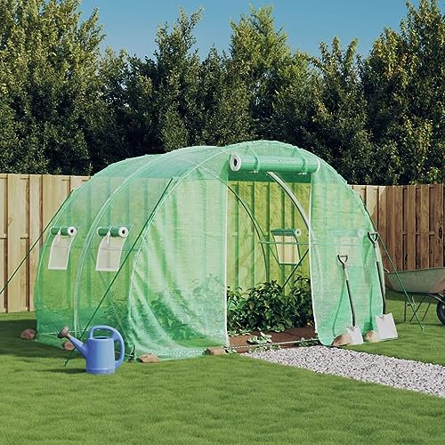 Iiaky Greenhouse with Steel Frame Green 6 m² 3x2x2 m,Greenhouse Large Walk-In Green House Garden Plants Grow Galvanized Base Aluminium Frame with Slide Door