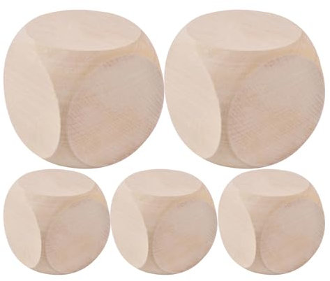 Holzwürfel Blanko, 5 Stück Holzwürfel Würfel, Würfel Blank, 30mm Würfel Spielwürfel, Blanko Würfel für D IY Kunst, Blankowürfel, 6-seitige leere Würfel, Würfel mit runden Ecken, unvollendete Würfel