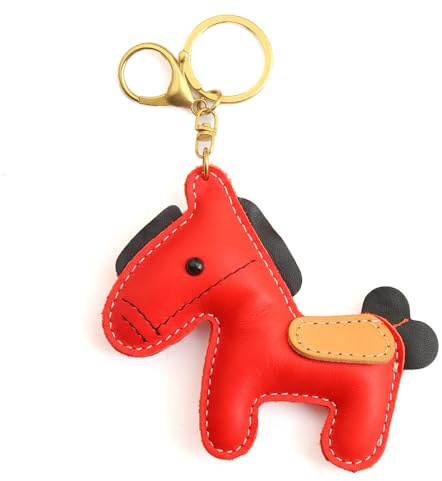 Vancy Utopia Porte-clés cheval en cuir pour femme - Porte-clés de voiture pour femme, Rouge, Medium