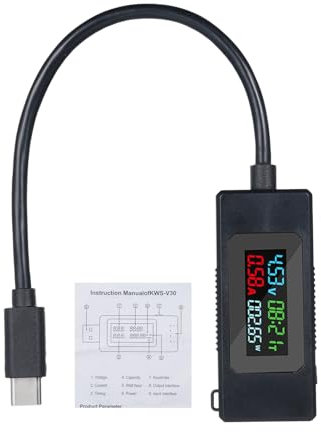 Weytoll USB-C Voltage Tester Meter Type-C Voltage and Current Tester Meter 4-30V 0-6.5A 195W Type-C USB Charger Voltmeter with Color LCD Display1