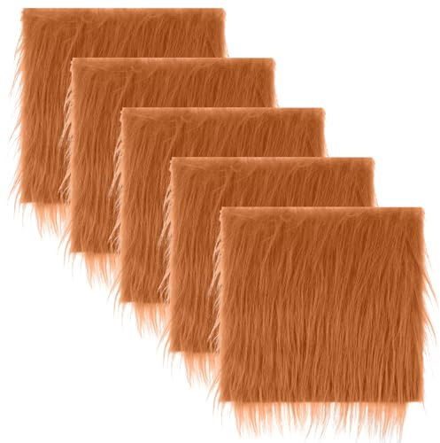 5 Stück Kunstfell Meterware Braun Pelzstoff 25,4 x 25,4 cm Kunstpelzstoff Quadratisch Zotteliger Pelz Stoffaufnäher Weißer Pelz Handwerk Stuhlbezug Polsterun Kostüm Sew Gnome Weihnachtsschmuck