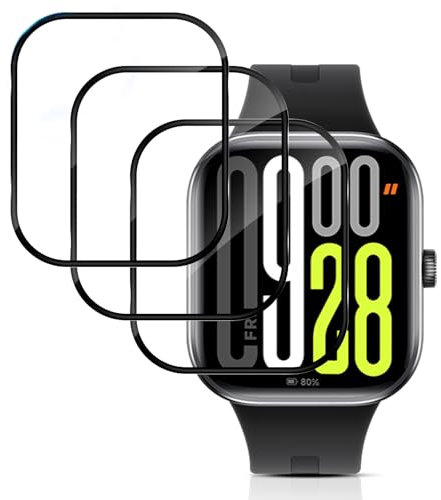 QULLOO 3 Piezas Protector de Pantalla para Xiaomi Redmi Watch 5, 3D HD cobertura completa Cristal Vidrio Templado, Sin Burbujas Transparente Proteccion Película Screen Protector