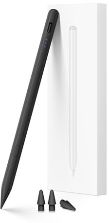 Pencil for iPad (2018-2025), USB-C Fast Charging Stylus Pen, Pixel-Perfect Tilt Sensitivity for Apple iPad 11/10/9/8/7/6/A16, ipad Mini 7/6/5, Air M3/M2 11/13/5/4/3, i-Pad Pro M4 13/12.9″/11″ Black