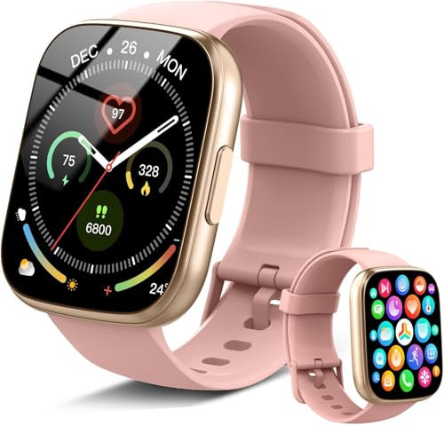 Smart Watch for Men Women, 1.95 HD Touch Smartwatch Answer/Make Call, Fitness Watch with Heart Rate/Sleep Monitor/Alarm clock/Pedometer, 110+ Sports, IP68 Waterproof Tracker for Android/iOS Pink