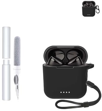 Funda protectora de silicona para auriculares Bluetooth Tozo T6, duradera y respetuosa con el medio ambiente, con agujeros precisos y compatibilidad de carga, color negro