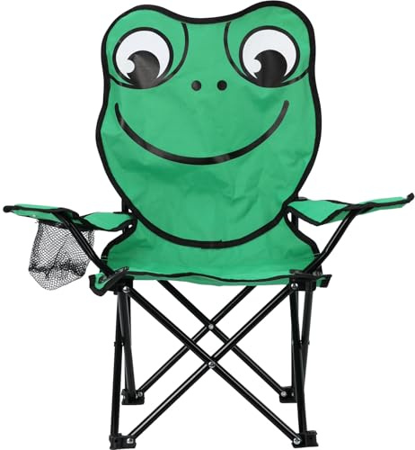 matrasa CCampingstuhl für Kinder - Klappstuhl Strandstuhl Gartenstuhl Kinderstuhl - Elefant Frosch AFFE Katze (Frosch Version 2 (Grün))