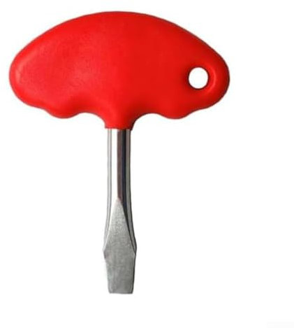 Entgoinggo Cacciavite a testa piatta con manico a T, lama a taglio largo 12 mm, per piastra a sgancio rapido, treppiedi, manutenzione elettronica, riparazione elettronica, rosso, 87 x 114 mm