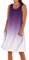 Robe Femme D'été en Coton et Lin Mi Longue Robes sans Manches Imprimé Fleurie Col Rond Élégante Tunique Robe Bohème de Plage Robes Violet XL