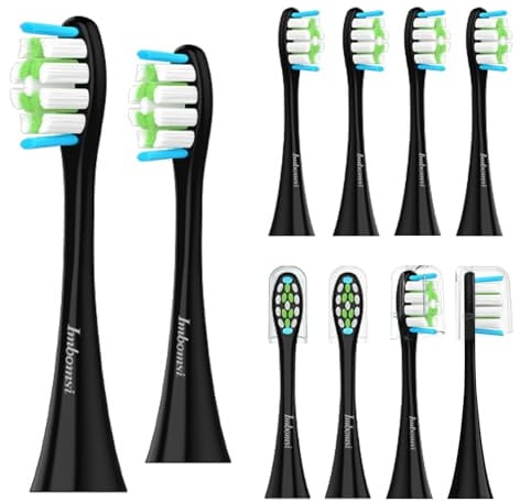 Spazzole di ricambio compatibili con spazzolino elettrico Oclean, testine per spazzolino elettrico sonico, rimuovere la placca dentale, spazzole Dupont, setole morbide, nere, 10 pezzi