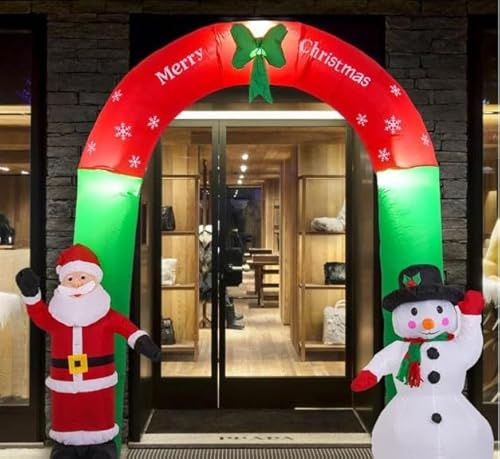 NLIGHTING Gonfiabile ad Arco Luminoso Babbo Natale e Pupazzo di Neve 2,4 x 2,5 Metri, per Interno ed Esterno