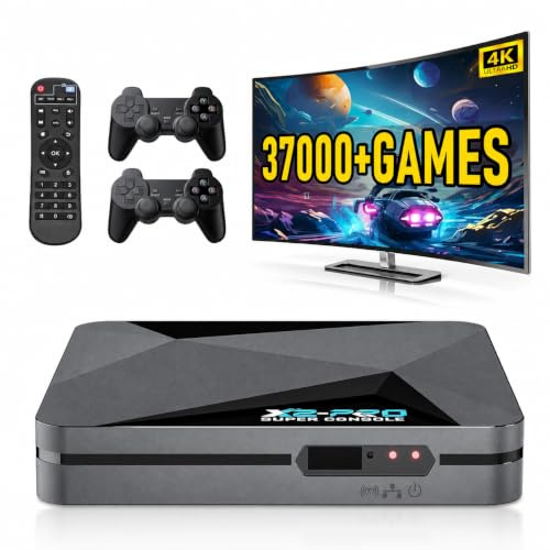 Kinhank 2025 Upgrade Super Console X2 pro with 100000+Games Retro Game Console, Video Game Console with EmuELEC 4.6/Android 9.0 in 1, 2.4G+5G and BT 5.0,2 Gamepad Inside
