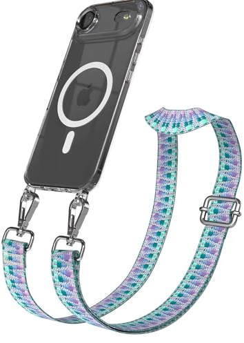 EAZY CASE Handykette - Verstellbares Taschenband kompatibel mit iPhone Air, Schulterriemen, Handykordel mit Silikon Hülle, Qi Charging kompatibel, Umhängetasche, Einhorn Silber