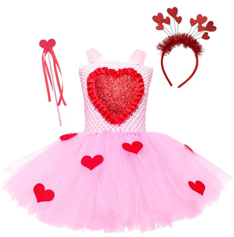 Generico Abito Elegante- Vestito Carnevale Bambina Da Festa Di Compleanno Per Bambine Per San Valentino Per Cosplay Festival Costume Abiti