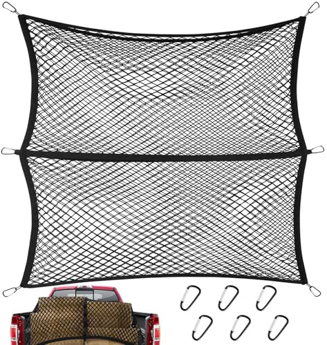 Dibaful Gepäcknetz Auto 120x120cm Kofferraumnetz Netz Aufbewahrung | Ladungssicherung für den Kofferraum LKW Fahrzeuge Max 210x210cm Dehnbarer Doppellagig