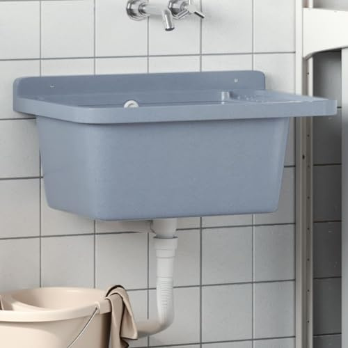 Solivagant Lavabo pour Montage Murale Gris 60x40x28 cm résine,(3.1 KG)
