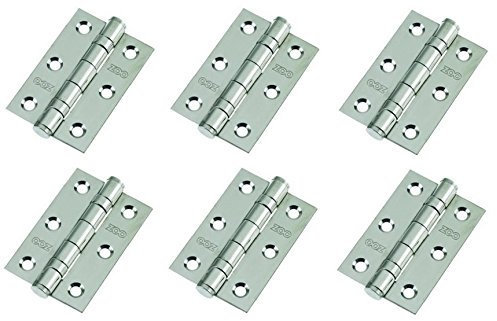 3 Pairs of Door Hinge 3 75mm Ball Bearing Hinges Polished Chrome Suit Internal Doors Pair (3)