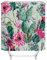 Fangkun Badezimmer-Duschvorhang, Pflanzen, Kaktus und Blumendesign, Polyestergewebe, wasserdicht, Badevorhänge, Dekor-Set – 12 Haken – Grün Rosa – 183 x 183 cm