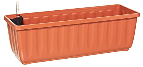 Dehner Blumenkasten Aqua-Flor Plus mit Bewässerungssystem, ca. 78.5 x 22 x 19 cm, Kunststoff, terracotta
