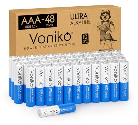 VONIKO - Premium Grade AAA Batteries - 48 Pack - Alkaline Triple A Battery - Ultra Long-Lasting, Leakproof 1.5v Batteries - 10-Year Shelf Life