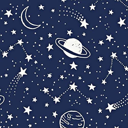 Pingianer 11,99€/m Planeten Blau Weiß, 300x160cm 100% Baumwolle Baumwollstoff Kinder Meterware Handwerken Nähen Stoff (Planeten Blau Weiß)