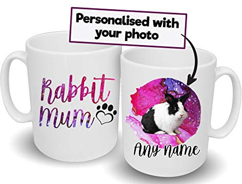 Spoilt Rotten Pets Rabbit Mum Personalised Photo Mug with Your Rabbit's Name or Name's Custom Name Mug (Rabbit Mum Photo Mug)