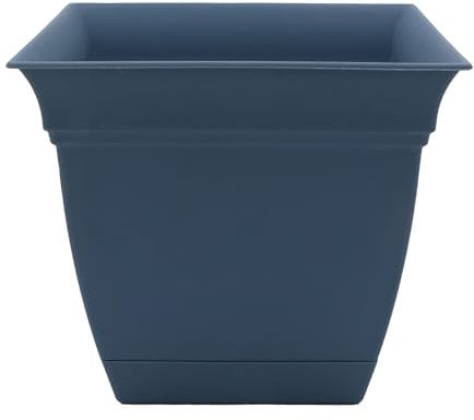 The HC Companies Eclipse Pot de Fleurs carré avec Soucoupe 15,2 cm – Pot de Fleurs d'intérieur et d'extérieur pour Fleurs, légumes et Herbes Bleu Ardoise