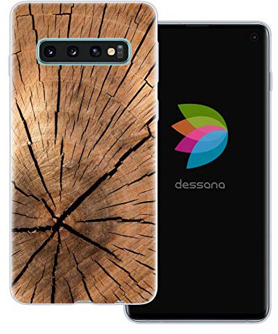 dessana Holz Maserung transparente Schutzhülle Handy Case Cover Tasche passend für Samsung Galaxy S10 Pinien Holz
