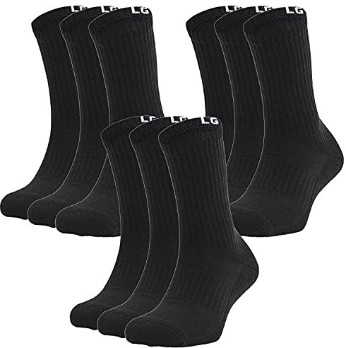 Under Armour 9 Paar Core Crew Socken Unisex Sportsocken 1358345, Farbe:Black, Socken & Strümpfe:36-41