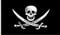 DMSE Flagge mit John Jack Rackham Calico Jack Piratenkreuz, Schwerter, Totenkopf, 60 x 90 cm, 100 % Polyester, UV-beständig, 60 x 90 cm