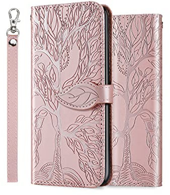 ONETHEFUL Cover a portafoglio per iPhone X/XS iPhone 10, custodia protettiva accessori per iPhone X/XS iPhone 10 (5.8) per telefono custodie in ecopelle con supporto oro rosa