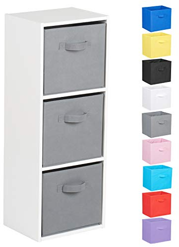 Hartleys 3 Tier White Cube Unit - Grey Storage Boxes