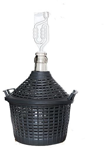 WYSKONT Slim Mouth Basket Bottle with Stopper, Airlock and Plastic Basket, Wine Making Home Brewing Kit, Easy to Carry and Clean, 20L Capacity