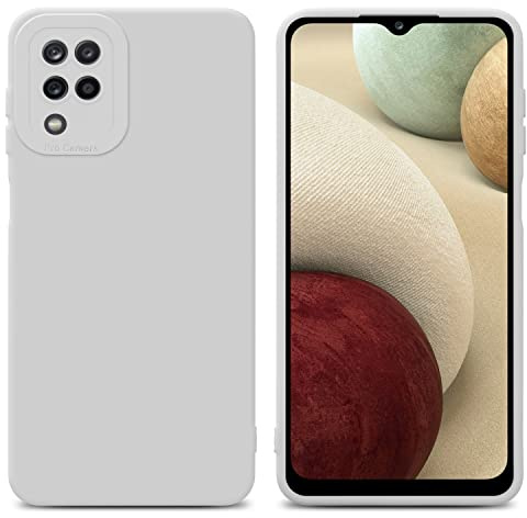 Cadorabo Hülle kompatibel mit Samsung Galaxy A12 / M12 Schutzhülle TPU Silikon Case Liquid Design mit Kameraschutz Slim Kratzfest Weiche Gummi mit Rundumschutz Case Hülle für Galaxy A12 / M12 in Weiß