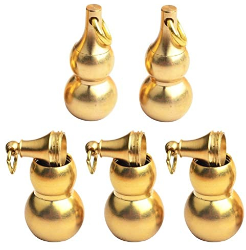 Luxylei Messing Kürbis Anhänger 5pcs Chinesisch Kürbis Anhänger Mini Messing Flasche Hanging Hohlkürbis Charm Kürbis Dekorationen