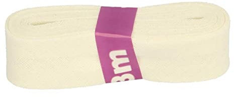 Schrägband 3m x 20mm Baumwolle gefalzt 60 Farben Einfassband Saumband, Farbe:087 cremeweiß
