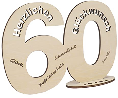 GoldRock Geldgeschenke Geburtstag 60 Holz, Deko 60 Geburtstag Mann Frau, 60 Geburtstag Frau Geschenk, Geschenke für 60 Jährige Männer, Geschenkideen 60 Geburtstag/Jubiläum,60 Geburtstag Deko Tisch