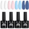 TOMICCA UV Nagellack Set, 4 Farben Weiß Cremiges Rose Blau Frühling/Sommer Gel Nagelfarben, UV Lampe Soak-Off UV/LED Schellack Nagellack, für Nagelstudio und DIY Maniküre zu Hause, 8ML