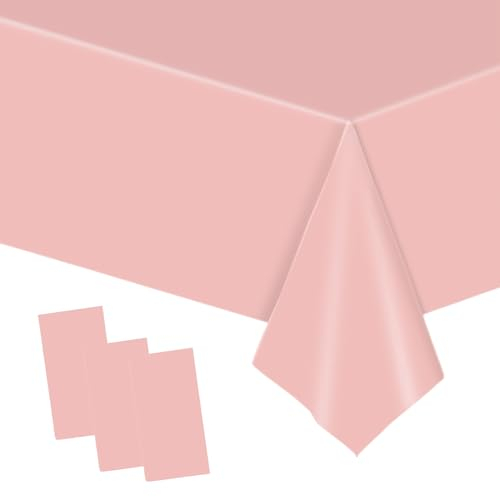 3 Stück Tischdecke Rosa Einweg,137 * 274cm Papiertischdecke Rosa Tischtuch Tischdecke Rosa Papier,wasserdichte Tischdecke Rosa Tischdecken für Party,Picknick,Geburtstags,Hochzeit,Weihnachten