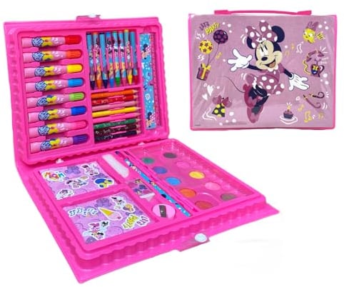 Cartoon Estuche con colores para niños Minnie Mouse Disney Juego de dibujo y pintura de 52 piezas de colores y papelería