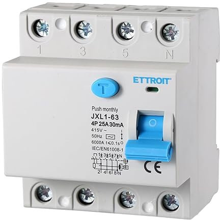 ETTROIT INTERRUTTORE MAGNETOTERMICO DIFFERENZIALE PURO SALVAVITA PER BARRA DIN 4 MODULI 4P 25A 415V 30mA 6KA