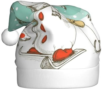 TRESILA Plüschhut, Weihnachtsmütze, für Erwachsene, klassisch, Xmas, personalisierbar, Weihnachten, Urlaub, Party, Hut für das neue Jahr, festlich, Weihnachtsdekoration, Skiing Christmas Tree