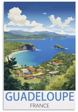 KmoNo Guadeloupe Frankreich Vintage Reiseposter 20 x 30 cm Poster Dekor Malerei Leinwand Wandkunst Wohnzimmer Poster Schlafzimmer