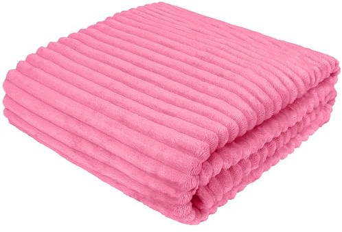 Cotton Market Couverture 220x240 cm cm - Plaid Canape - Couverture Polair pour Salon et Chambre à Coucher - Couverture Chaude - Doux au Toucher - Rose Poudré