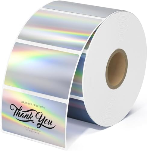 MUNBYN 2.25x1.25 Laser Thermo-Etiketten 500 Stück Etiketten Selbstklebend bedruckbare Thermo-Aufkleber für Logo Preis Adresse Danke Aufkleber wasserfeste personalisierte