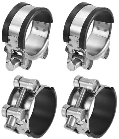 sourcing map T-Bolt Hose Clamp, 4Pcs 44-47mm Adjustable Stainless Steel Rubber Cushioned Intake Intercooler Pipe Clamps Hose Clip for Industrial