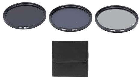 ND-Filterset, mit ND2-Filter, ND4-Filter und ND8-Filter, HD-Mehrschichtbeschichtung, Anti-Überbelichtungs-Kameraobjektivfilter für Aufnahmezubehör (62mm)