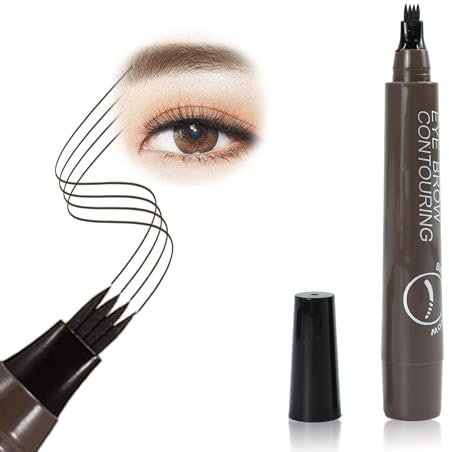 Cozevdnt 4 Fork Tip Tattoo Eyebrow Pen, Ash Brown Microblading Eyebrow Pencil, 3D Waterproof, Long Lasting, Natural Looking, Stays On All Day